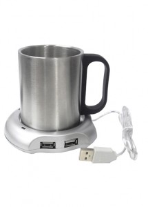 Aquecedor de caneca com 2 entradas USB, material plstico resistente