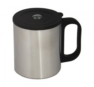 Caneca de inox com tampa e bssola, capacidade para 200 ml