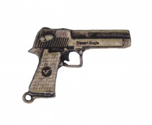 Chaveiro pistola Desert Eagle ouro velho