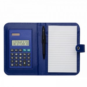 Bloco de Anotaes com Calculadora e Caneta Azul 