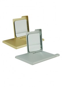 Porta Carto de Alumnio com espelho na cor Prata e Dourada